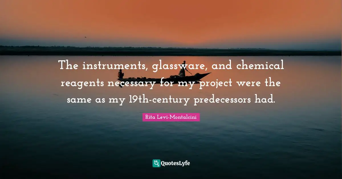 Rita Levi-Montalcini Quotes: "The instruments, glassware, and chemical reagents necessary for my project were the same as my 19th-century predecessors had."