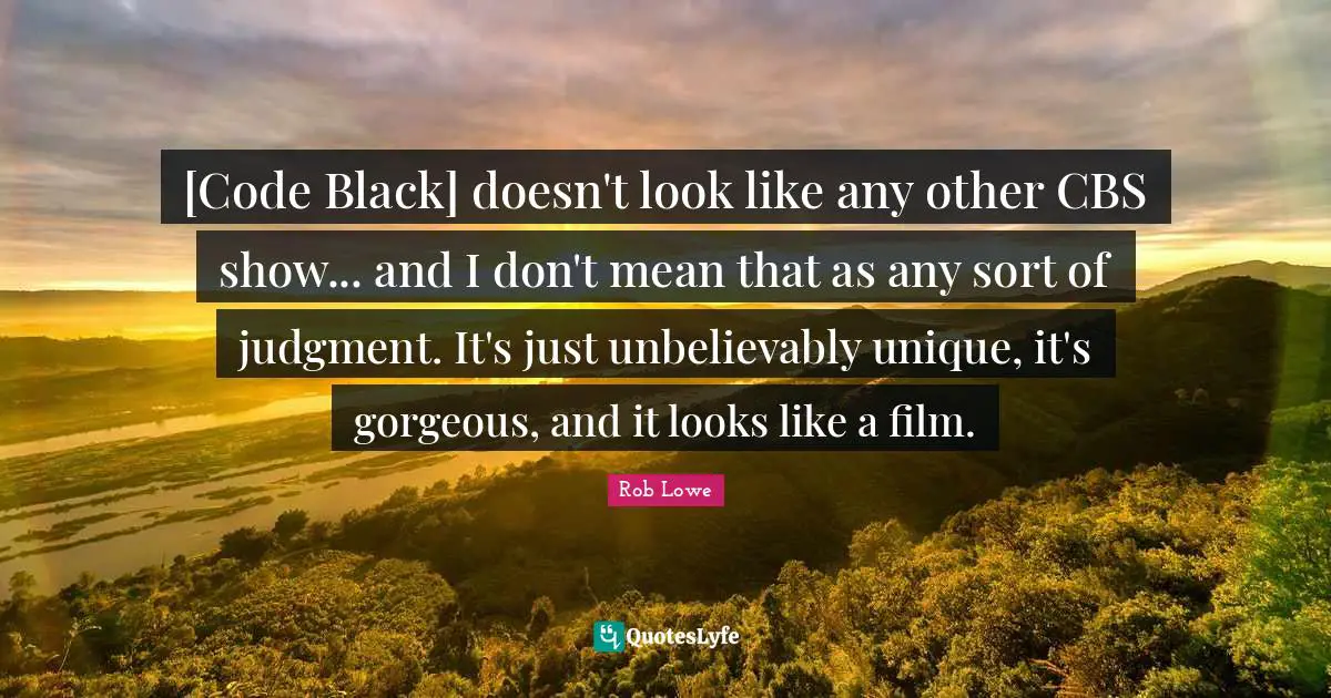 [Code Black] doesn't look like any other CBS show... and I don't mean that as any sort of judgment. It's just unbelievably unique, it's gorgeous, and it looks like a film.