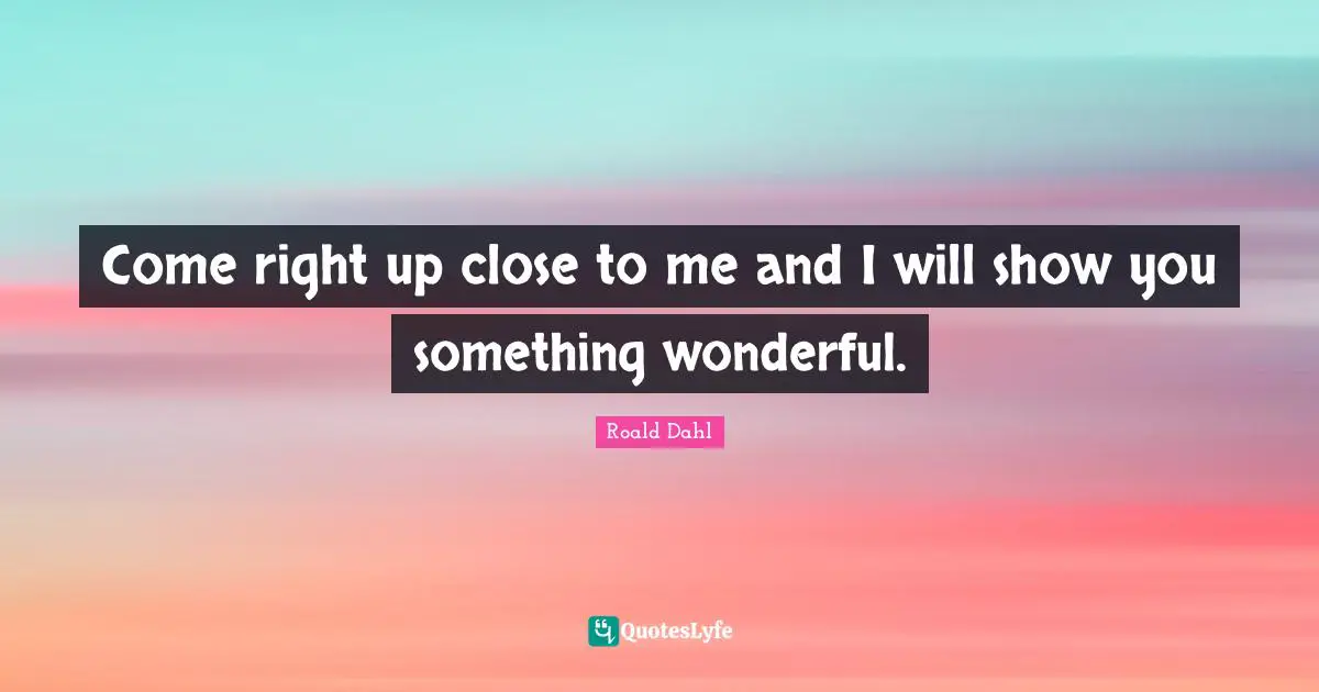 Come right up close to me and I will show you something wonderful.