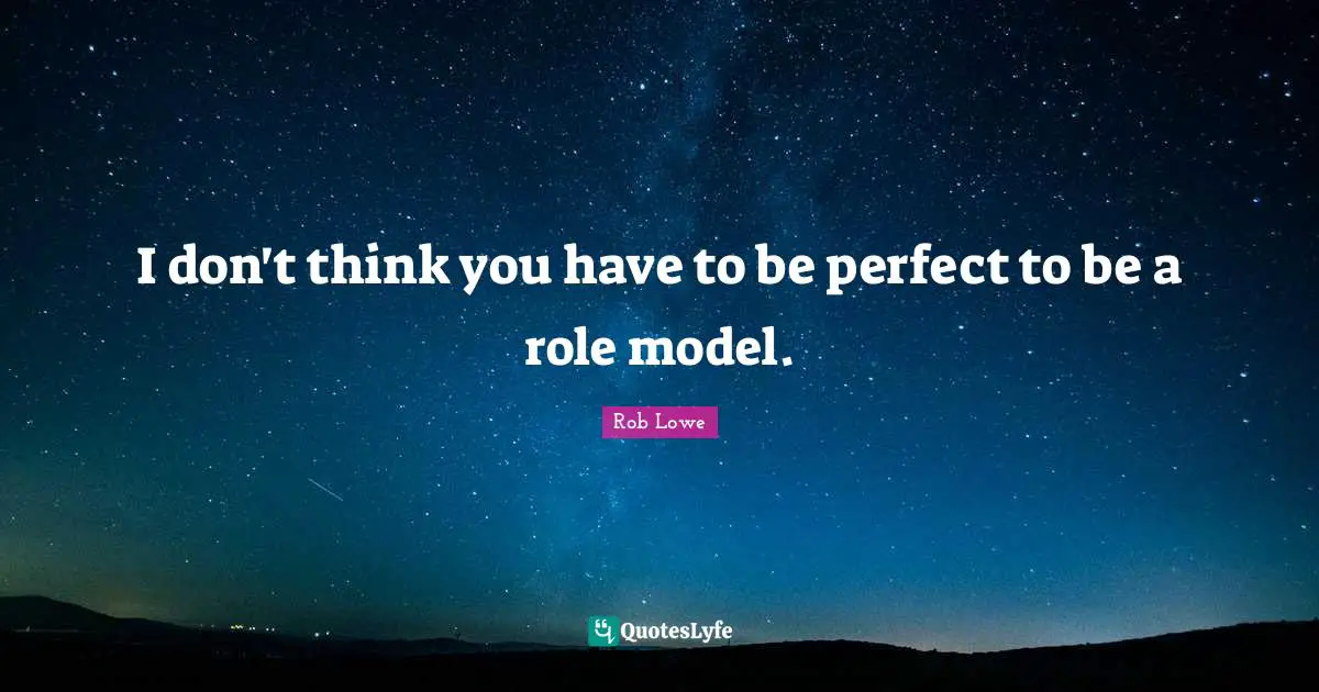 I don't think you have to be perfect to be a role model.