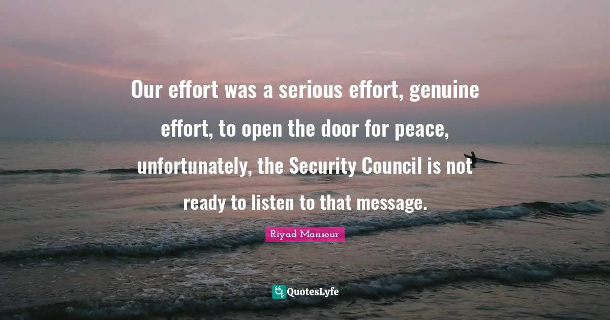 Our effort was a serious effort, genuine effort, to open the door for peace, unfortunately, the Security Council is not ready to listen to that message.