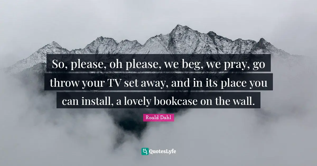 So, please, oh please, we beg, we pray, go throw your TV set away, and in its place you can install, a lovely bookcase on the wall.