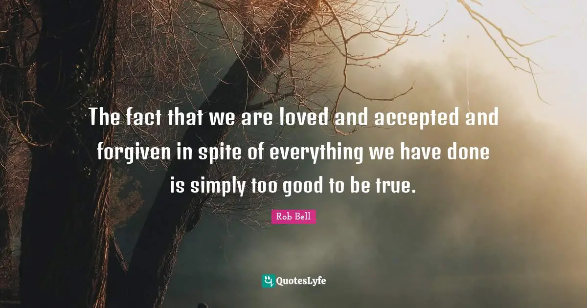 Too Good To Be True Quotes: "The fact that we are loved and accepted and forgiven in spite of everything we have done is simply too good to be true."