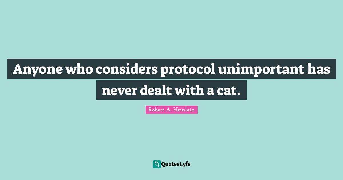 Cat Quotes: "Anyone who considers protocol unimportant has never dealt with a cat."