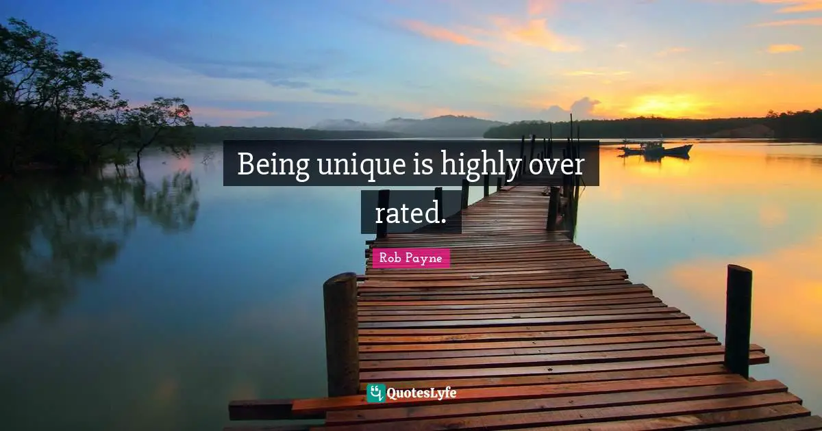 Rob Payne Quotes: "Being unique is highly over rated."