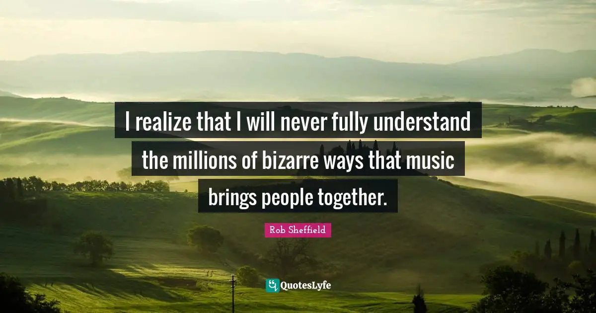 I realize that I will never fully understand the millions of bizarre ways that music brings people together.