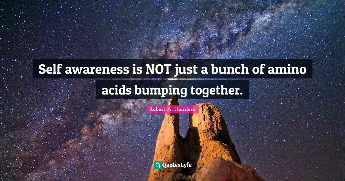 Self awareness is NOT just a bunch of amino acids bumping together.