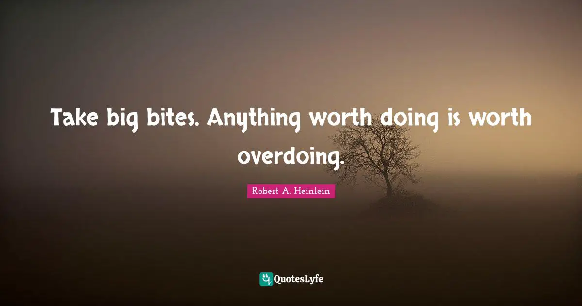 Take big bites. Anything worth doing is worth overdoing.