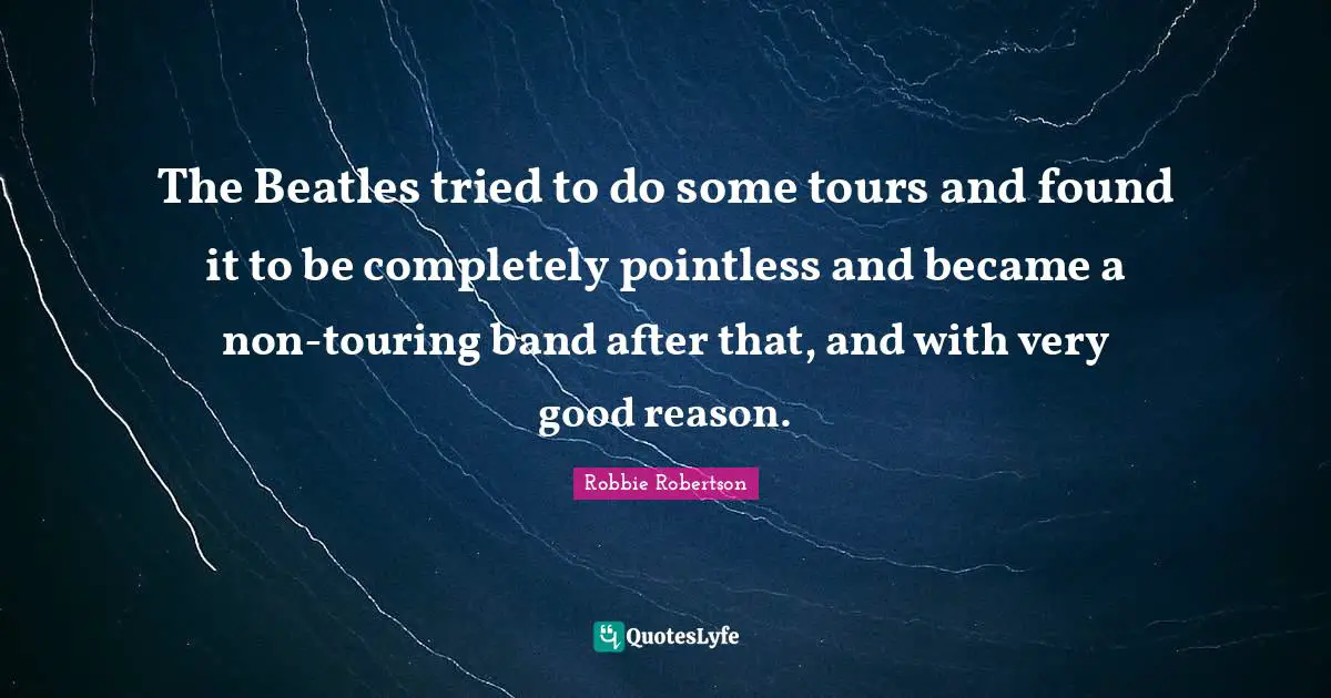 The Beatles tried to do some tours and found it to be completely pointless and became a non-touring band after that, and with very good reason.