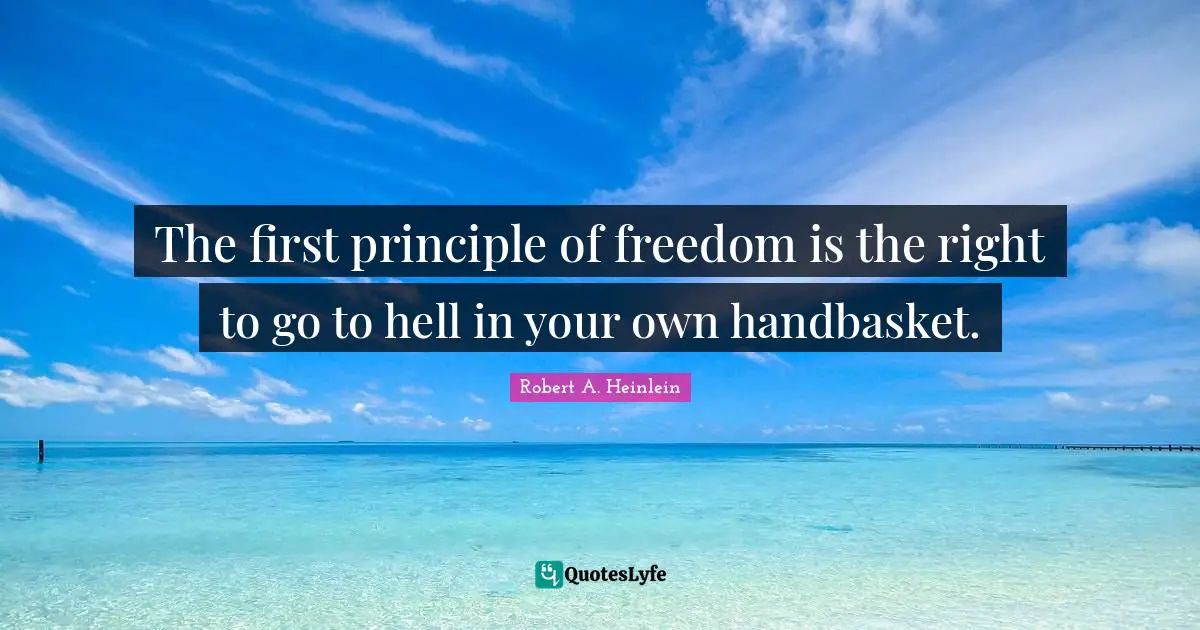 The first principle of freedom is the right to go to hell in your own handbasket.