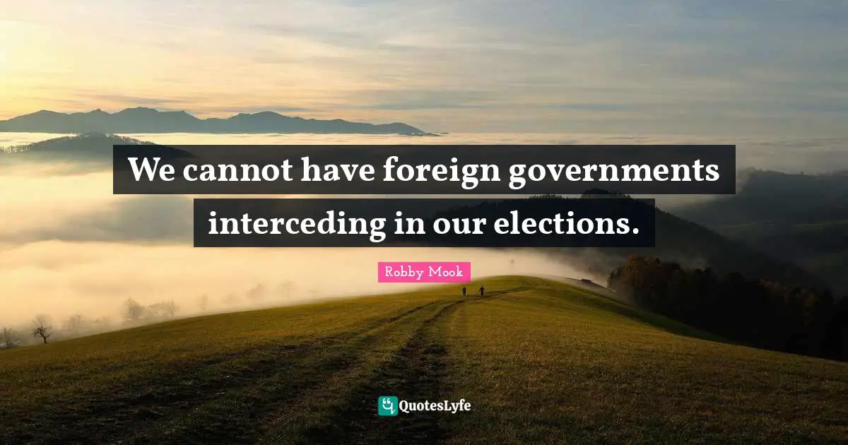 We cannot have foreign governments interceding in our elections.