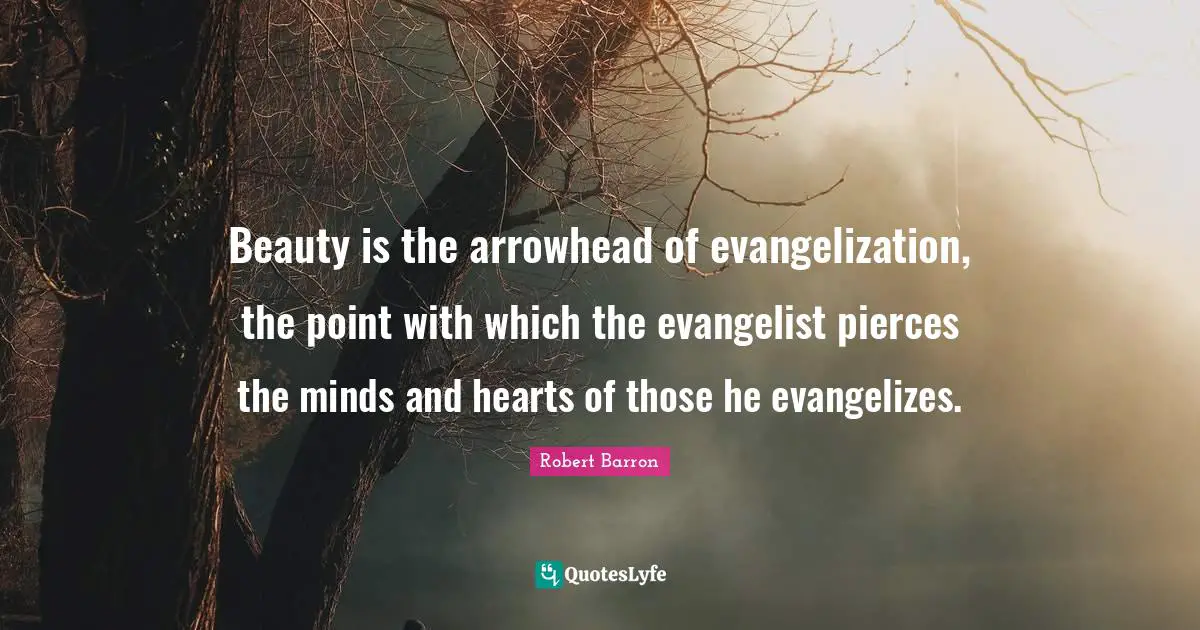 Beauty is the arrowhead of evangelization, the point with which the evangelist pierces the minds and hearts of those he evangelizes.