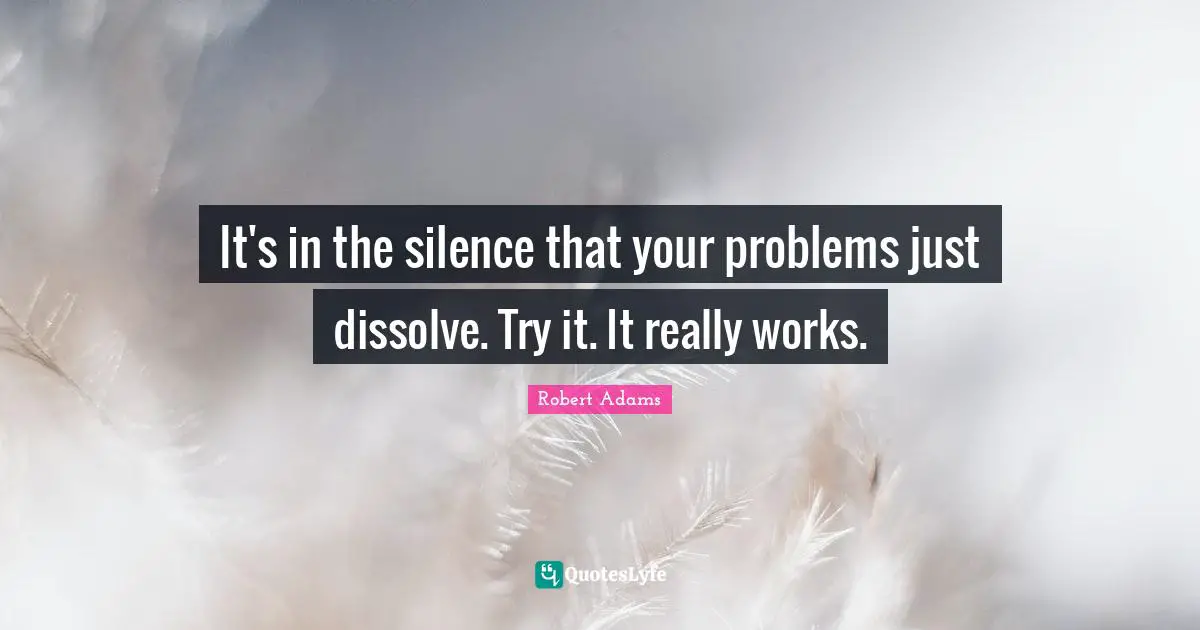 It's in the silence that your problems just dissolve. Try it. It really works.