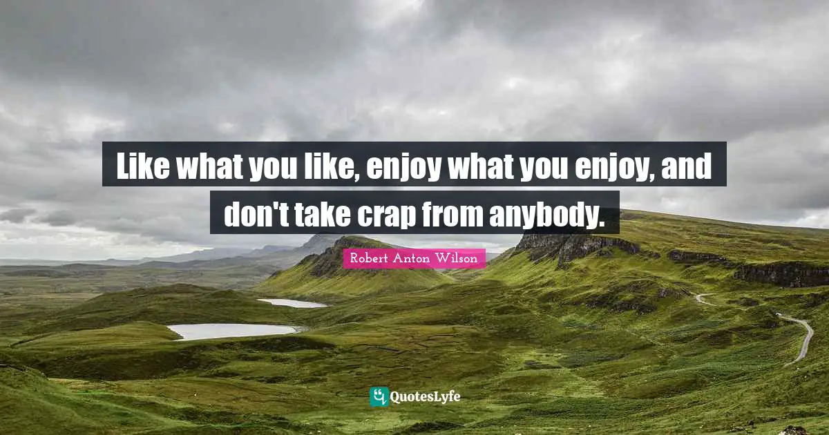 Like what you like, enjoy what you enjoy, and don't take crap from anybody.