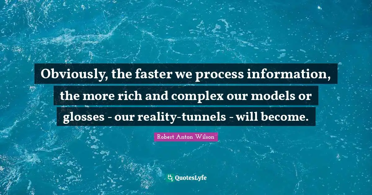 Obviously, the faster we process information, the more rich and complex our models or glosses - our reality-tunnels - will become.