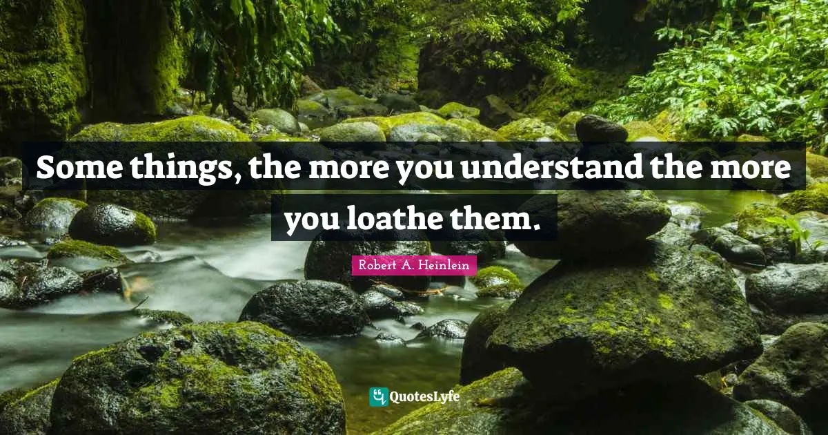 Some things, the more you understand the more you loathe them.