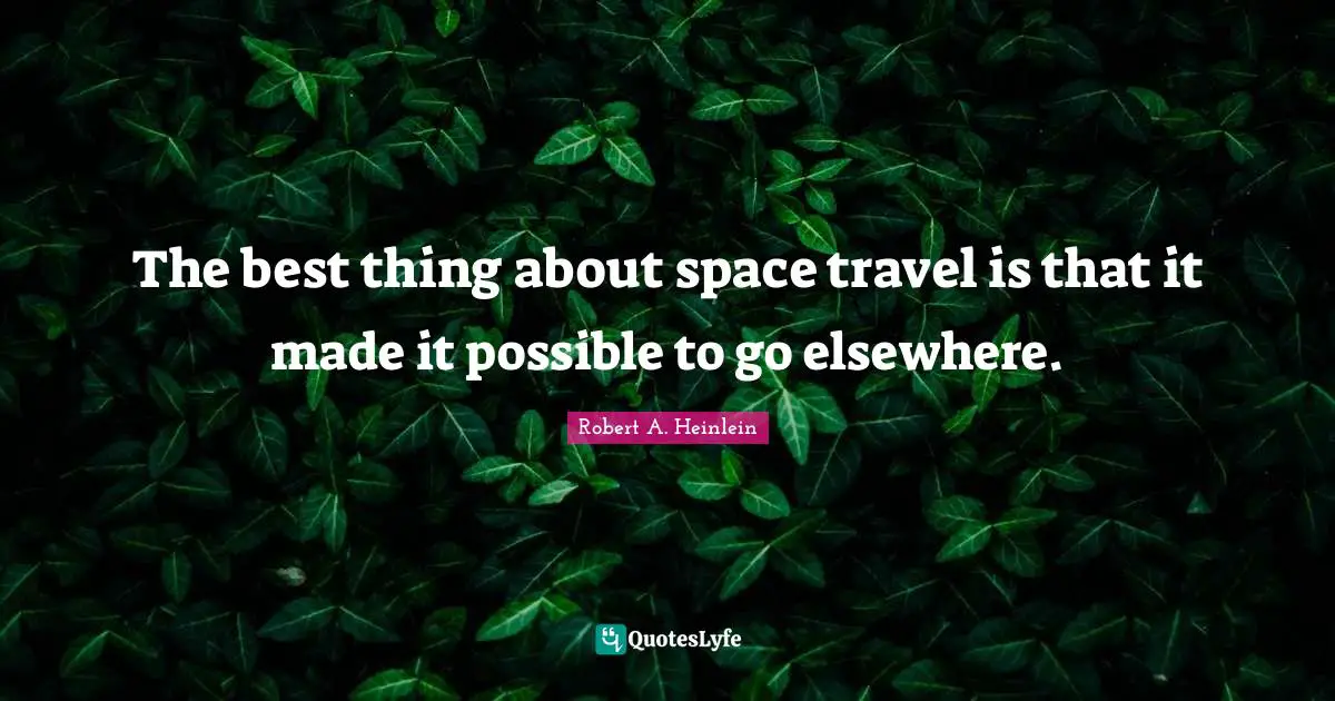The best thing about space travel is that it made it possible to go elsewhere.