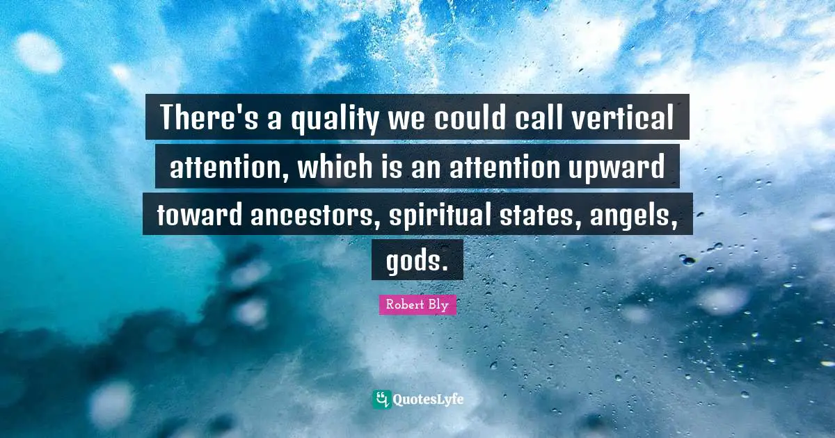 Robert Bly Quotes: "There's a quality we could call vertical attention, which is an attention upward toward ancestors, spiritual states, angels, gods."