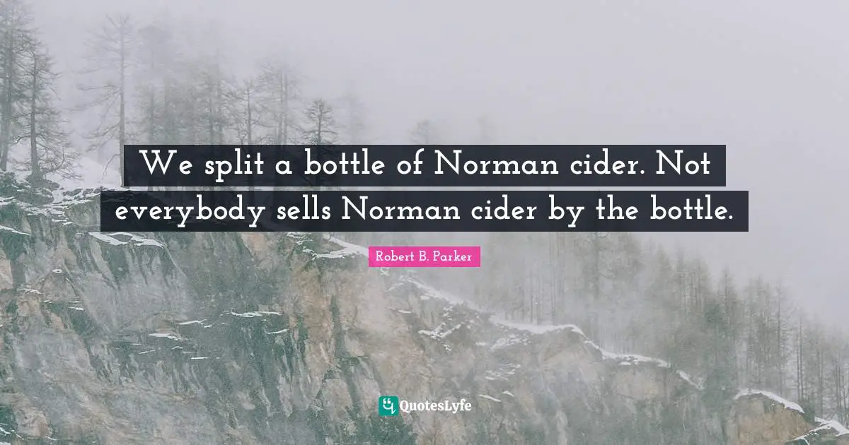 We split a bottle of Norman cider. Not everybody sells Norman cider by the bottle.