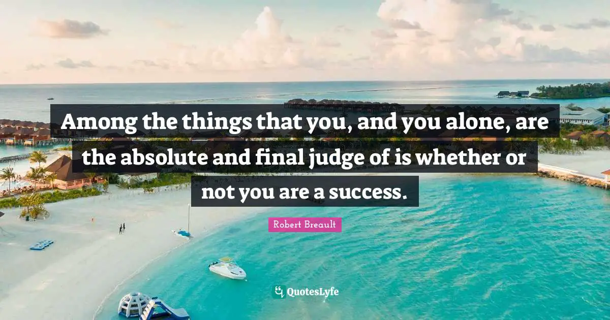 Among the things that you, and you alone, are the absolute and final judge of is whether or not you are a success.