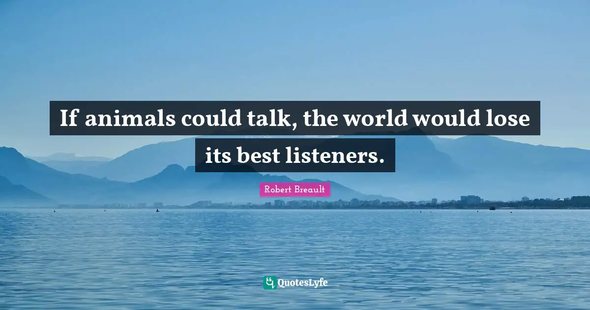 If animals could talk, the world would lose its best listeners.