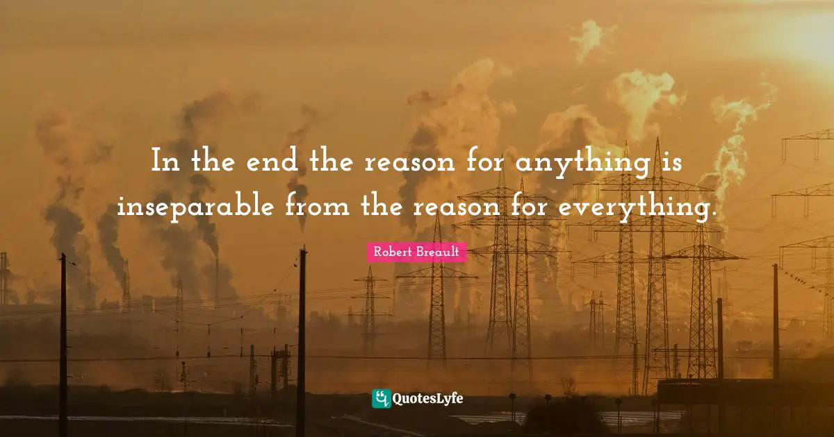 In the end the reason for anything is inseparable from the reason for everything.