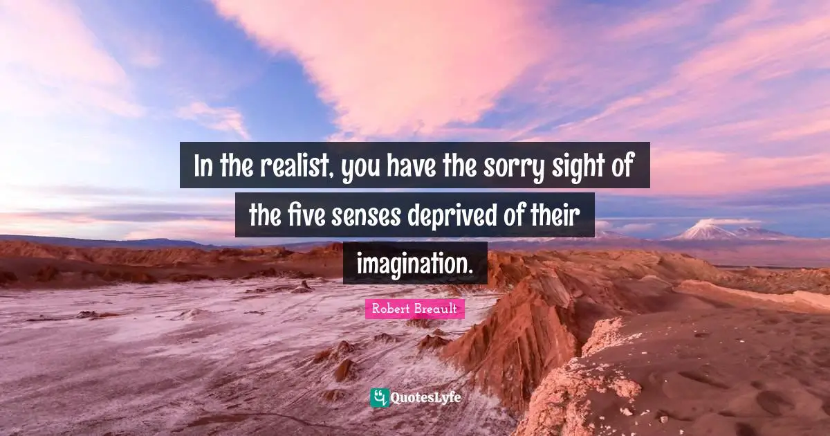 In the realist, you have the sorry sight of the five senses deprived of their imagination.
