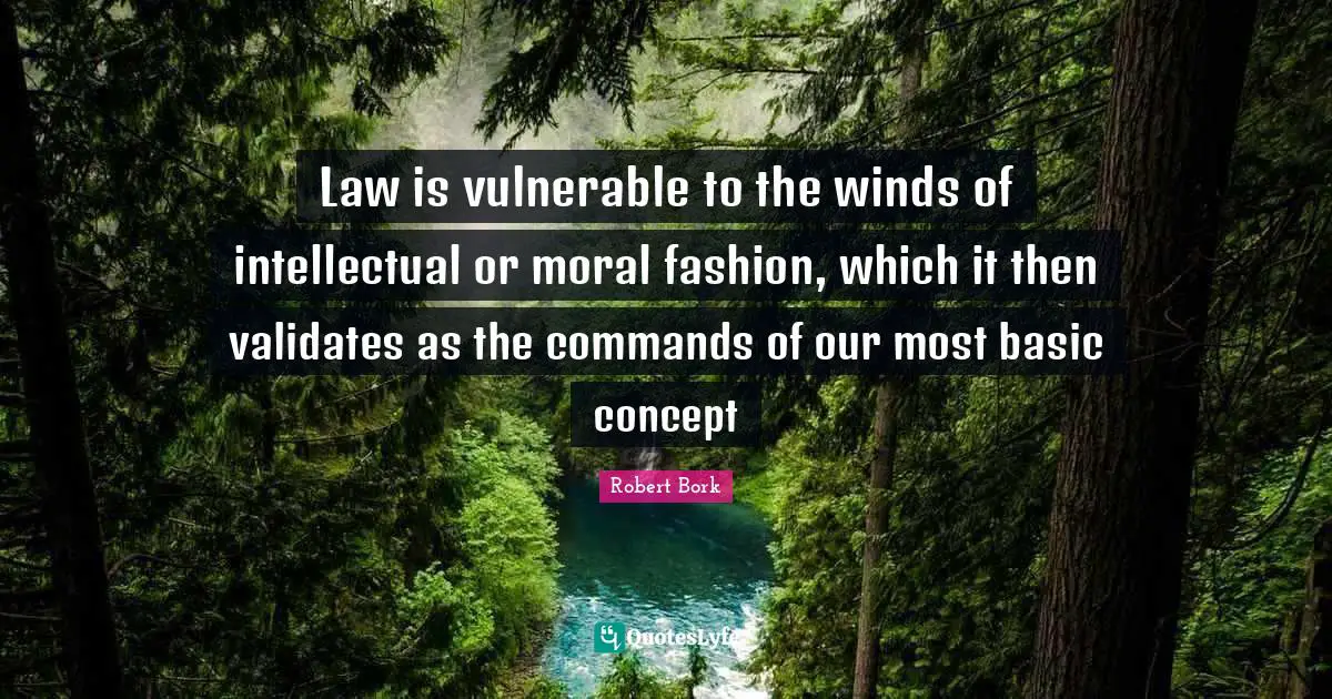 Law is vulnerable to the winds of intellectual or moral fashion, which it then validates as the commands of our most basic concept