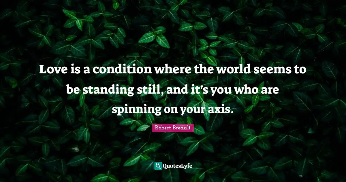 Axes Quotes: "Love is a condition where the world seems to be standing still, and it's you who are spinning on your axis."