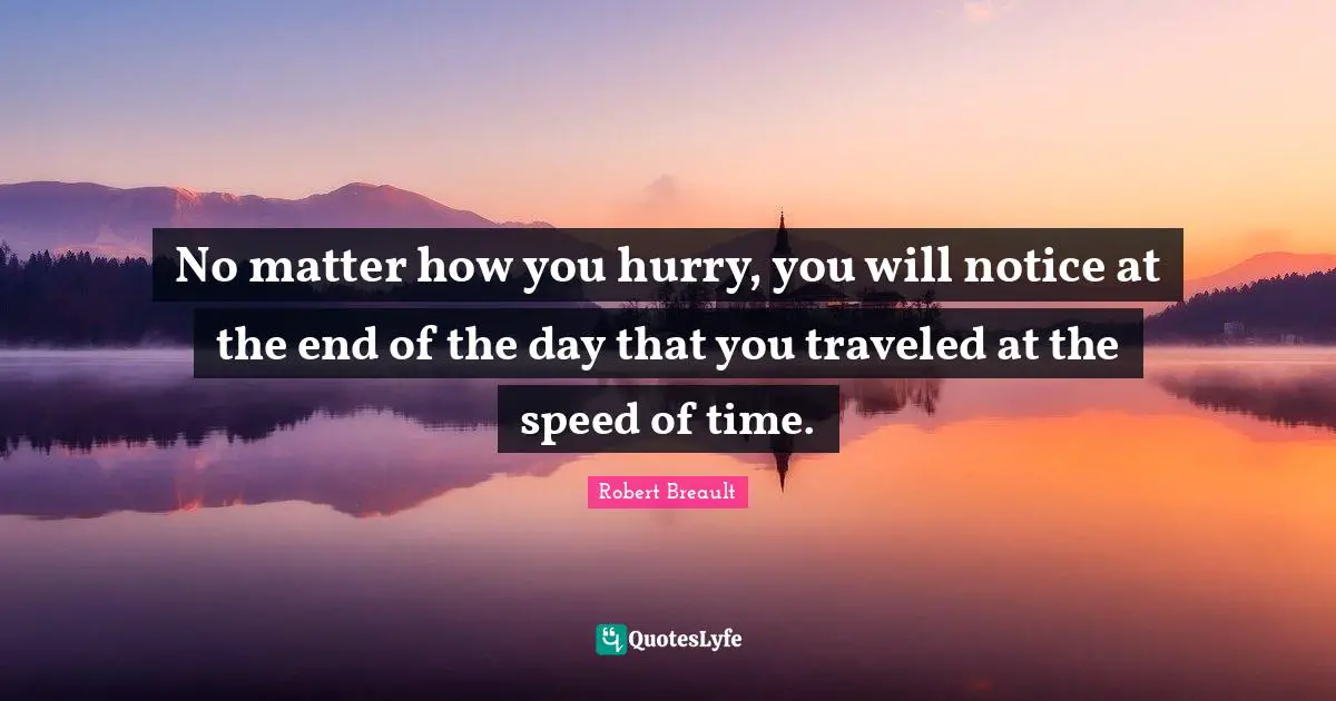 No matter how you hurry, you will notice at the end of the day that you traveled at the speed of time.