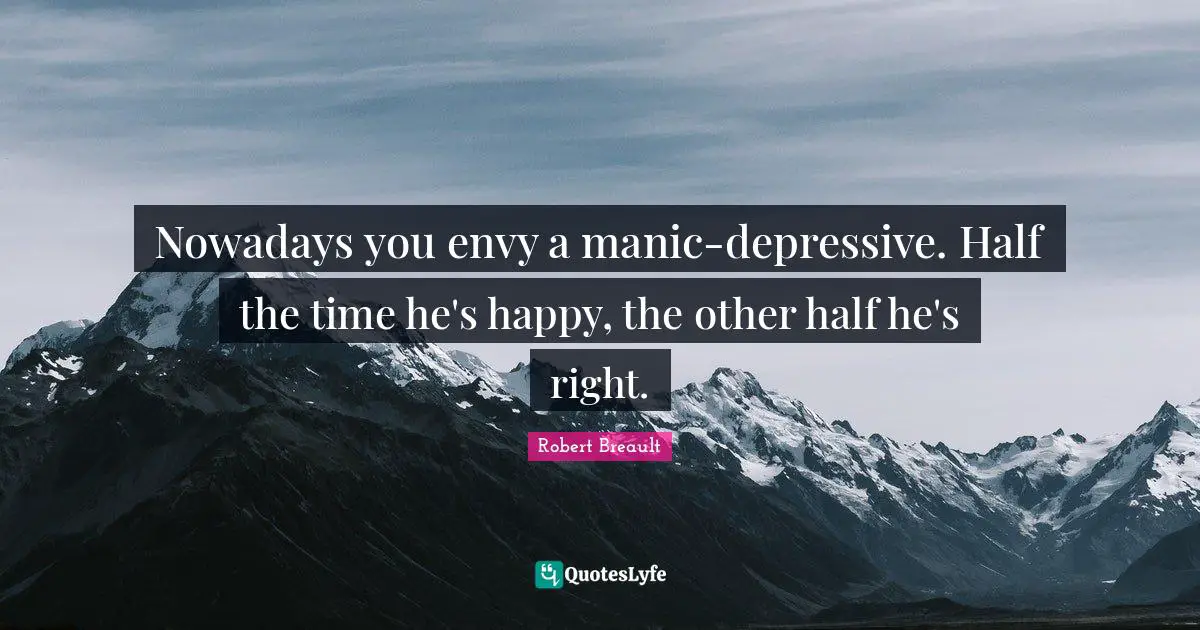 Nowadays you envy a manic-depressive. Half the time he's happy, the other half he's right.