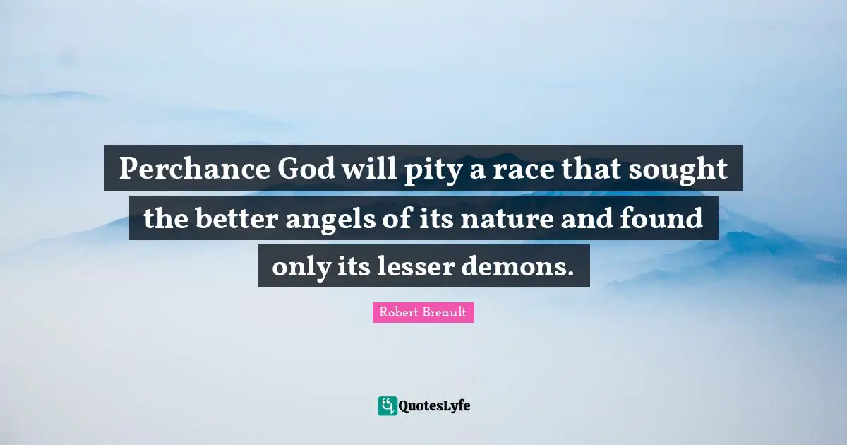 Perchance God will pity a race that sought the better angels of its nature and found only its lesser demons.