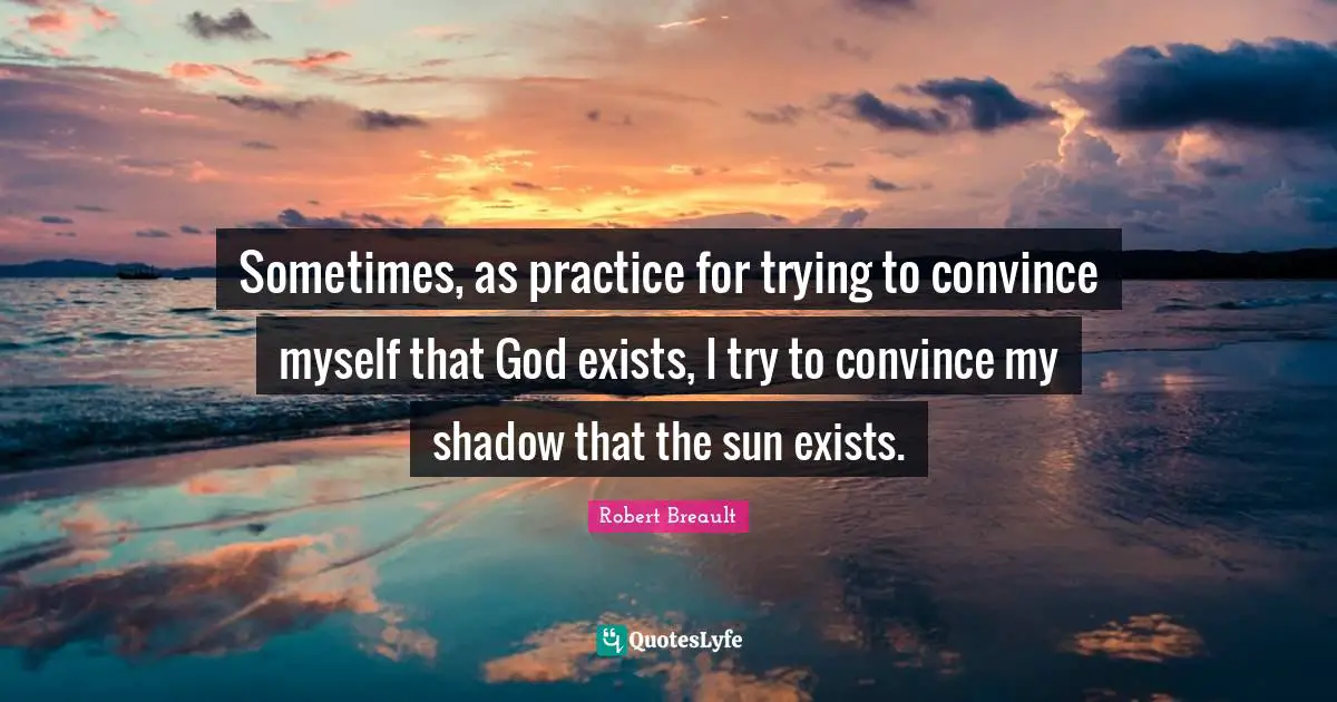 Sometimes, as practice for trying to convince myself that God exists, I try to convince my shadow that the sun exists.
