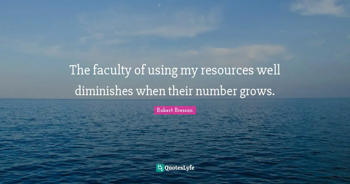 The faculty of using my resources well diminishes when their number grows.