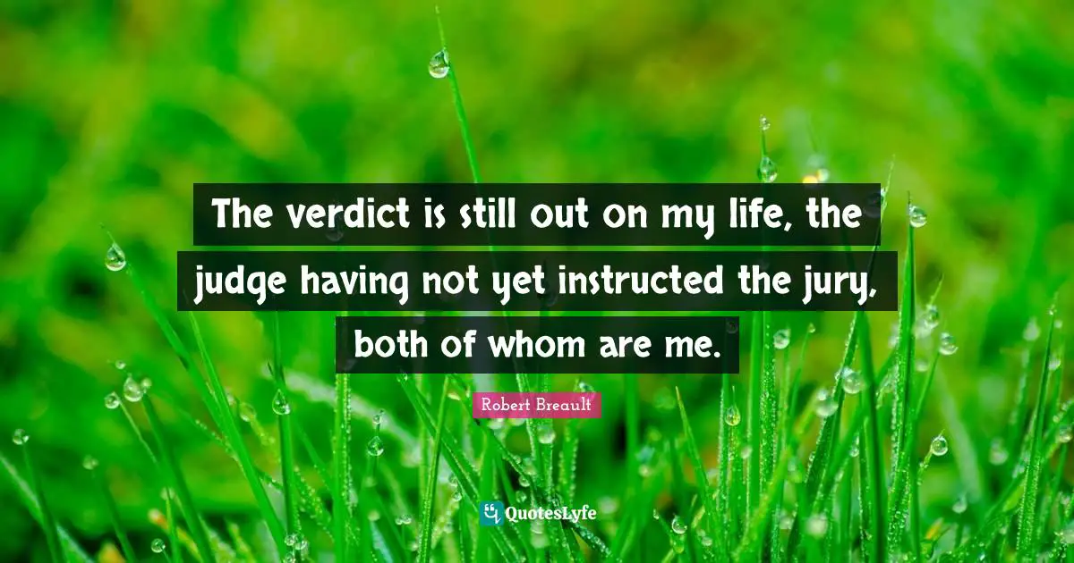 The verdict is still out on my life, the judge having not yet instructed the jury, both of whom are me.