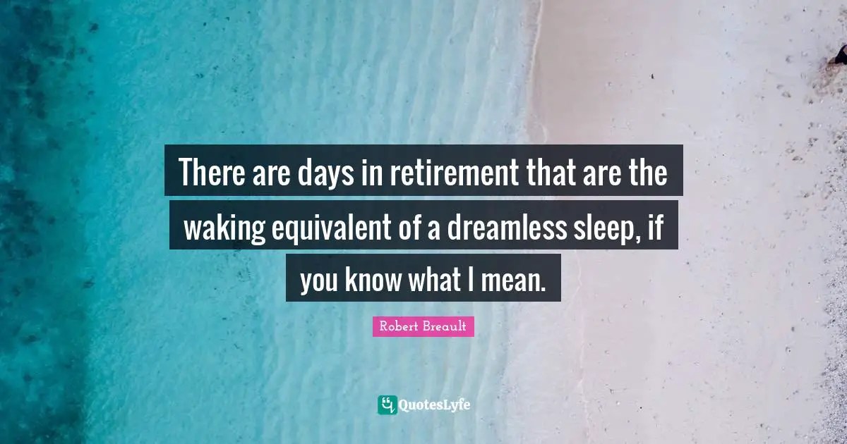 There are days in retirement that are the waking equivalent of a dreamless sleep, if you know what I mean.