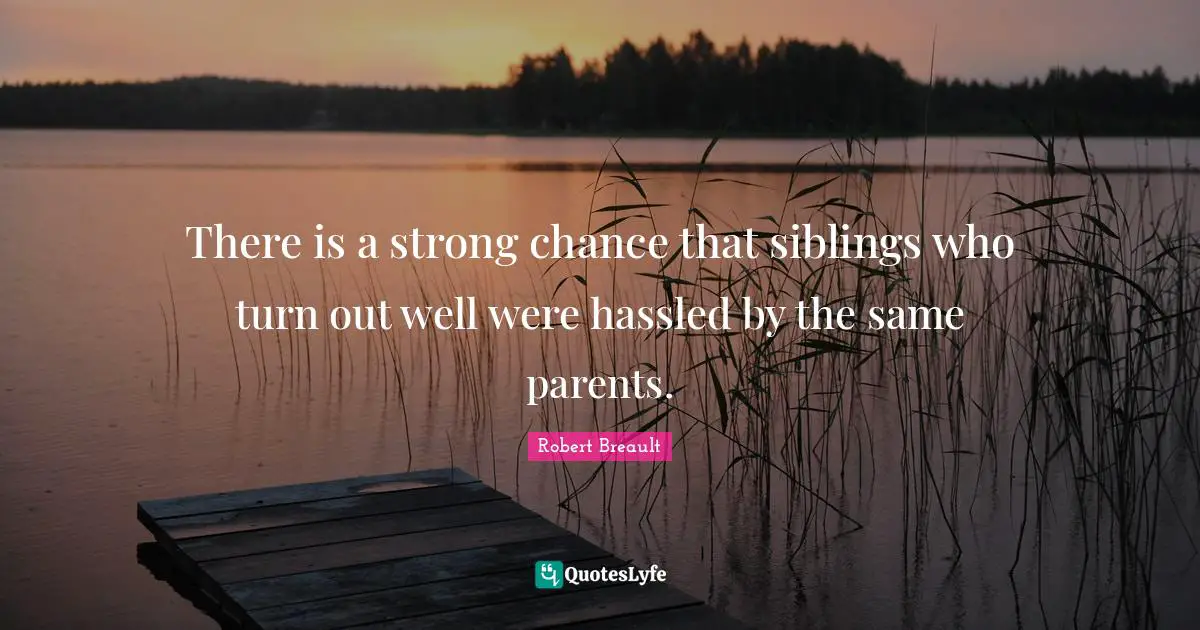 There is a strong chance that siblings who turn out well were hassled by the same parents.