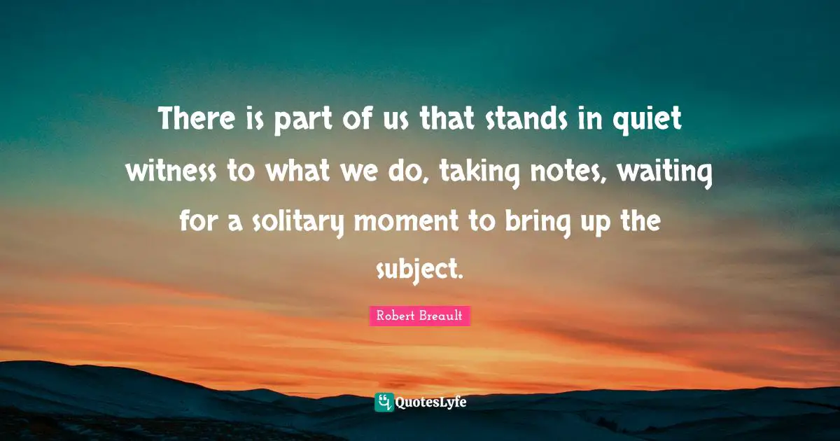 There is part of us that stands in quiet witness to what we do, taking notes, waiting for a solitary moment to bring up the subject.
