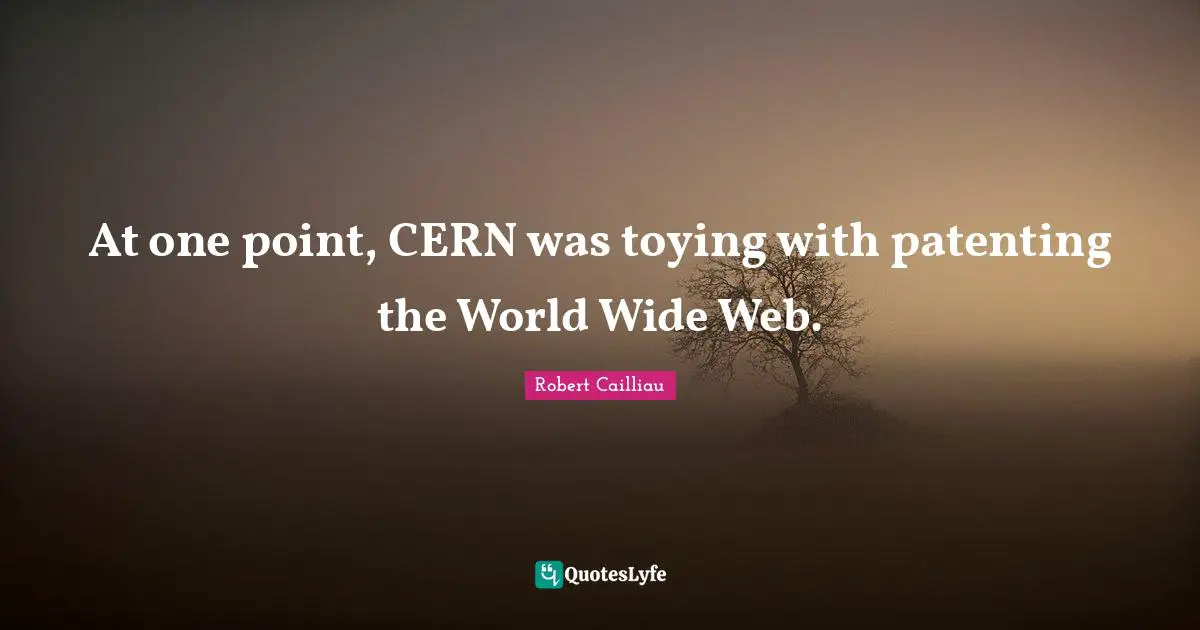 At one point, CERN was toying with patenting the World Wide Web.