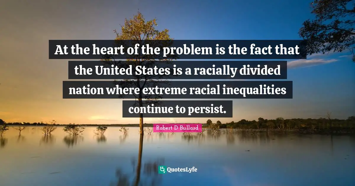 At the heart of the problem is the fact that the United States is a racially divided nation where extreme racial inequalities continue to persist.