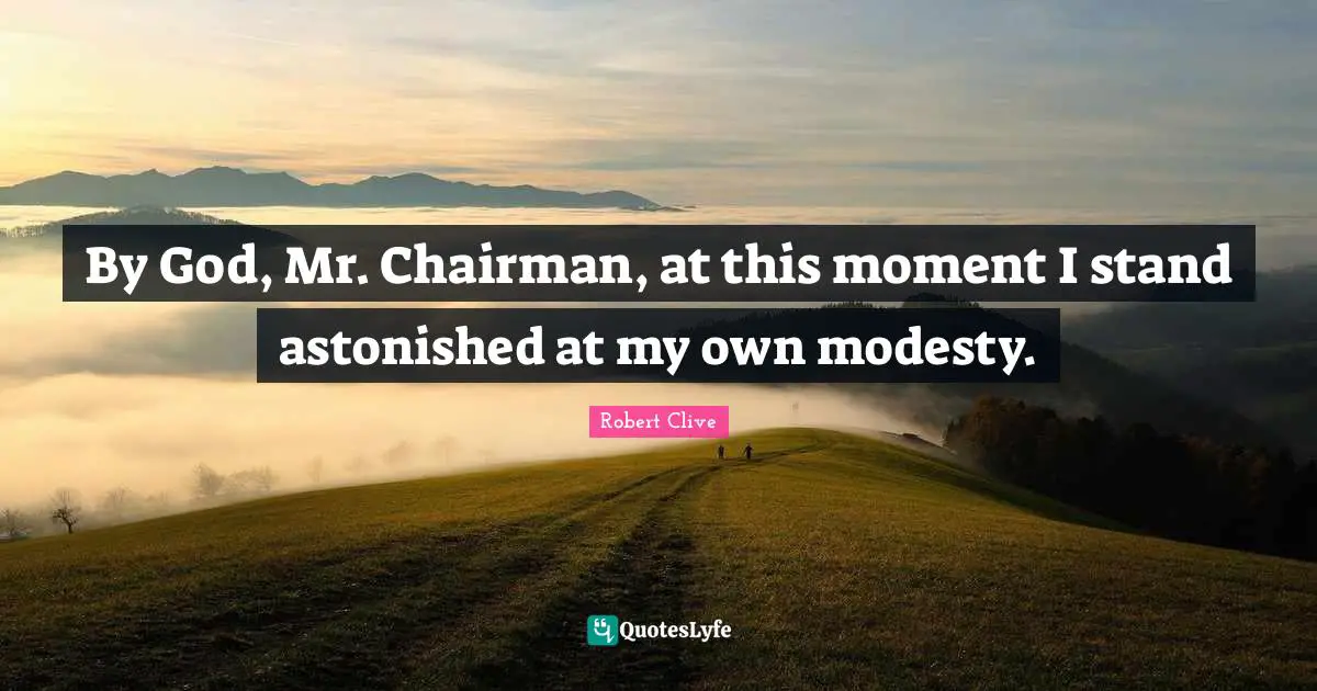 By God, Mr. Chairman, at this moment I stand astonished at my own modesty.