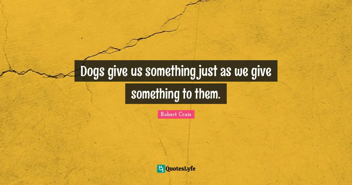 Dogs give us something just as we give something to them.