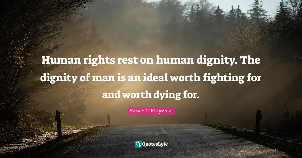 Human rights rest on human dignity. The dignity of man is an ideal worth fighting for and worth dying for.