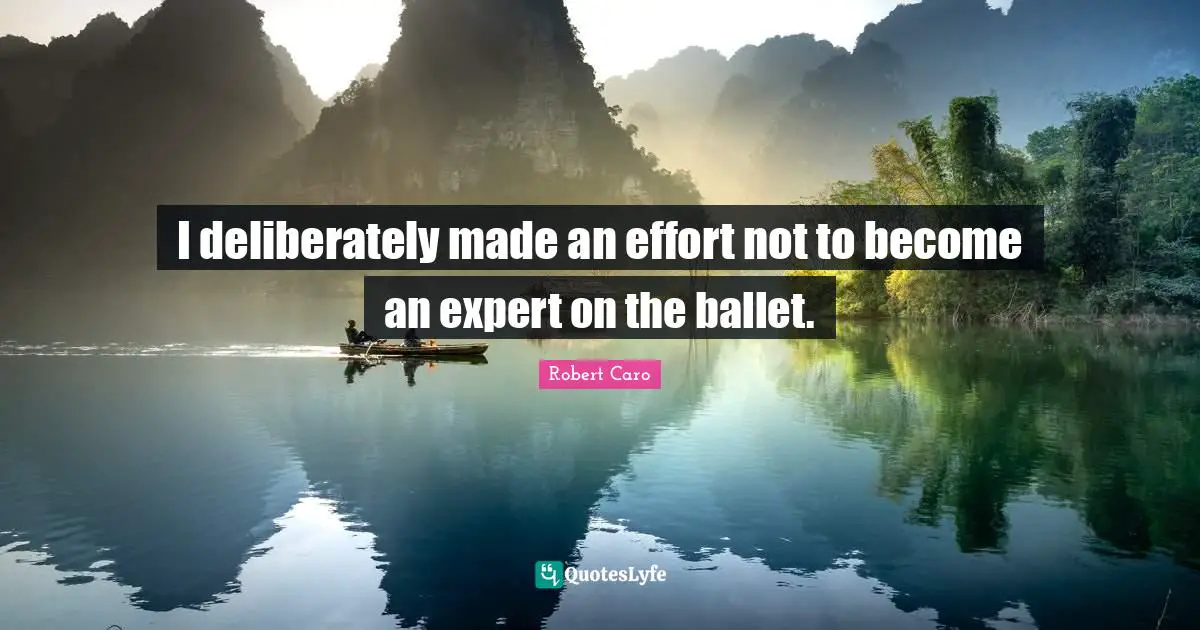 I deliberately made an effort not to become an expert on the ballet.