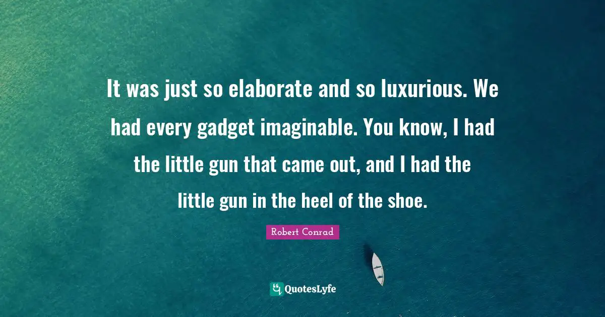 Luxurious Quotes: "It was just so elaborate and so luxurious. We had every gadget imaginable. You know, I had the little gun that came out, and I had the little gun in the heel of the shoe."