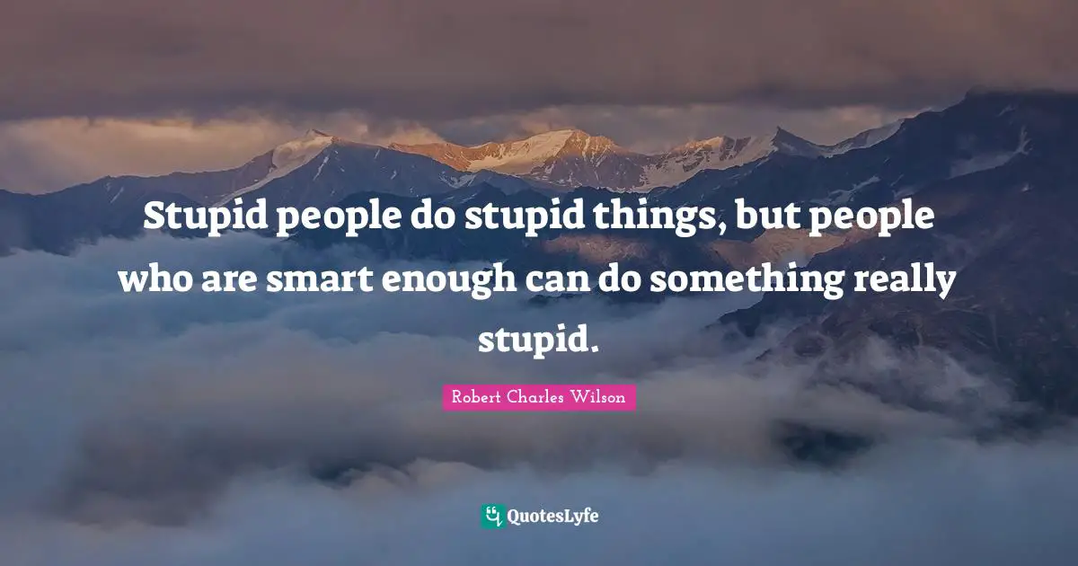 Really Stupid Quotes: "Stupid people do stupid things, but people who are smart enough can do something really stupid."