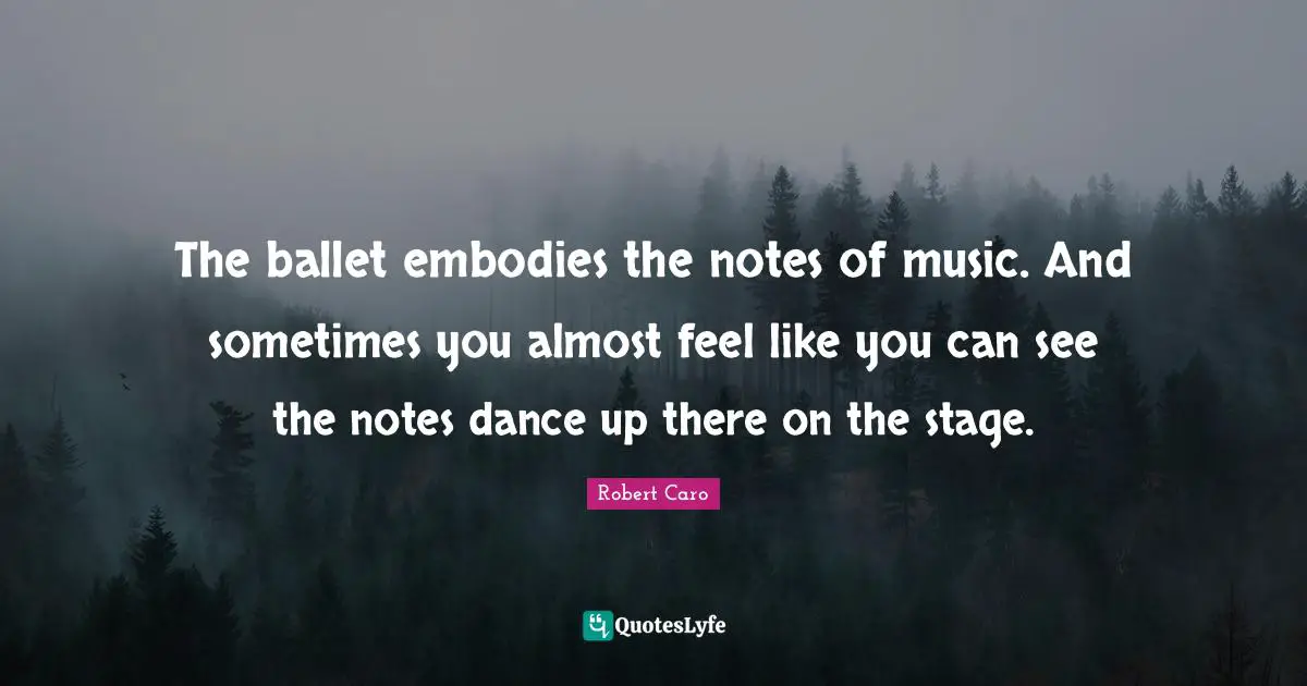 The ballet embodies the notes of music. And sometimes you almost feel like you can see the notes dance up there on the stage.