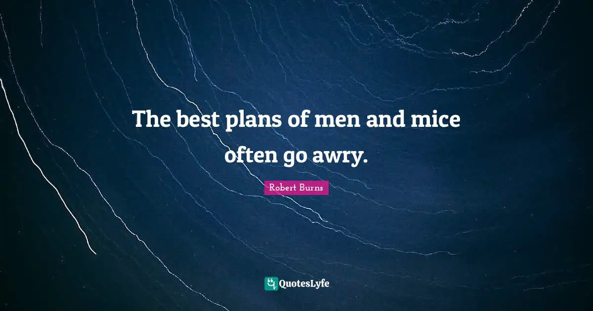 The best plans of men and mice often go awry.