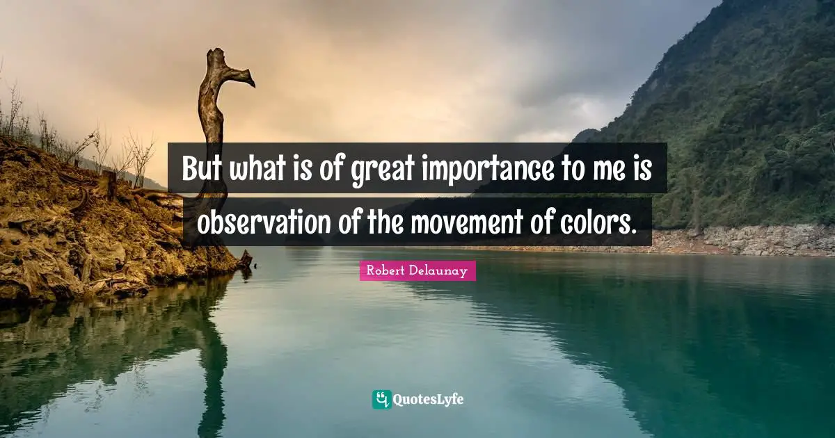 Importance Quotes: "But what is of great importance to me is observation of the movement of colors."