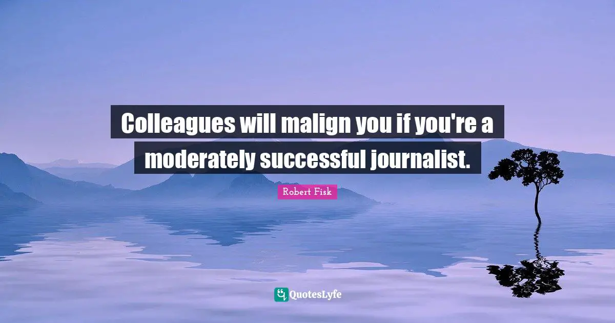Colleagues will malign you if you're a moderately successful journalist.